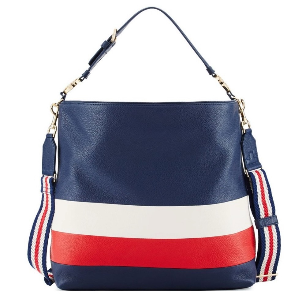 Tory Burch Duet Striped Hobo, Royal Navy, Cherry Apple, New Ivory